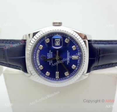 Swiss Copy Rolex Day-Date 118135 ETA2836 Watch SS Blue Dial 36mm